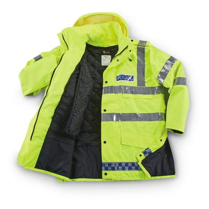 British police fluo gore-tex jakna