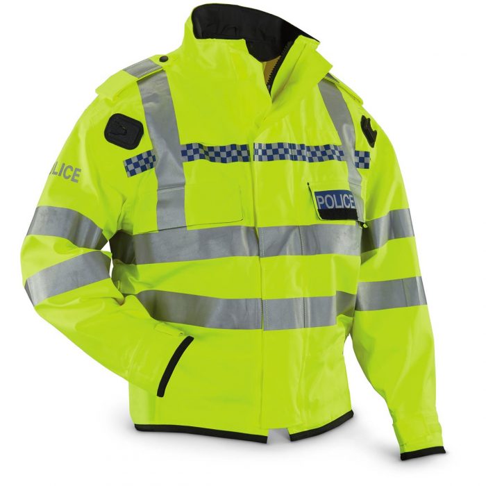 British police fluo gore-tex jakna